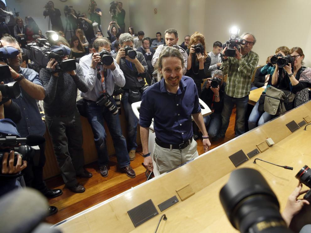 Fotografía de archivo del encuentro de Pedro Sánchez y Pablo Iglesias