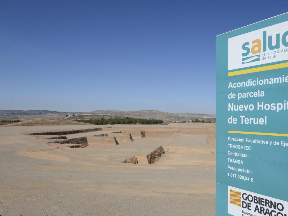 Parcela en obras del nuevo hospital de Teruel.