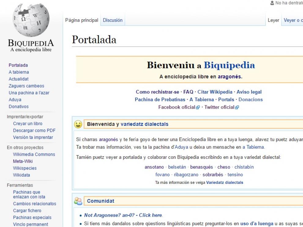 Portada de la Biquipedia aragonesa