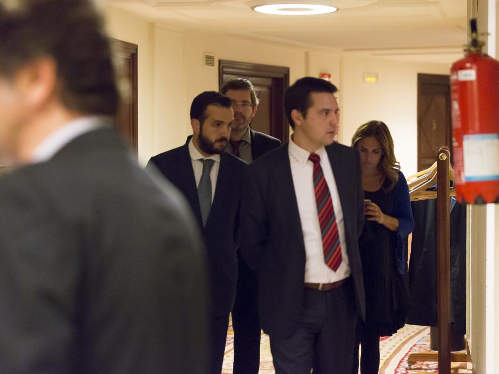 Gonzalo Palacín, Ignacio Urquizu, Óscar Galeano y Susana Sumelzo, este martes en el Congreso.