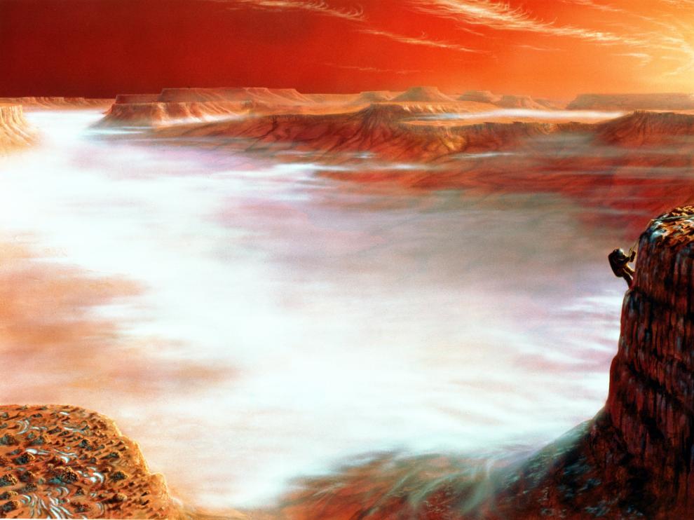Una escena de exploración de los territorios marcianos, recreada por los artistas de la Nasa.