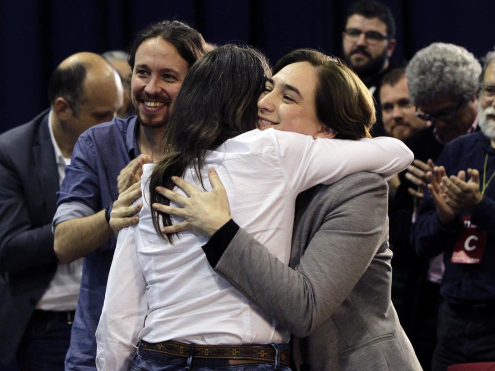 Pablo Iglesias y Ada Colau, en Barcelona