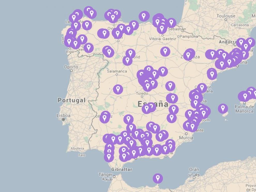 Mapa de la violencia de género en España.