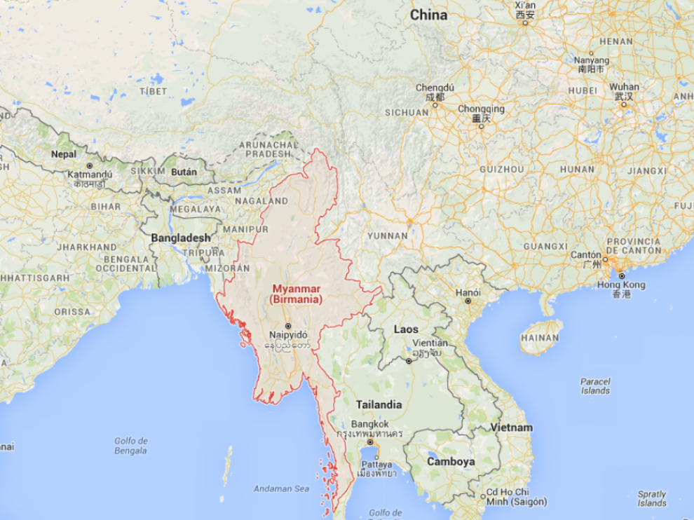 Mapa de Birmania