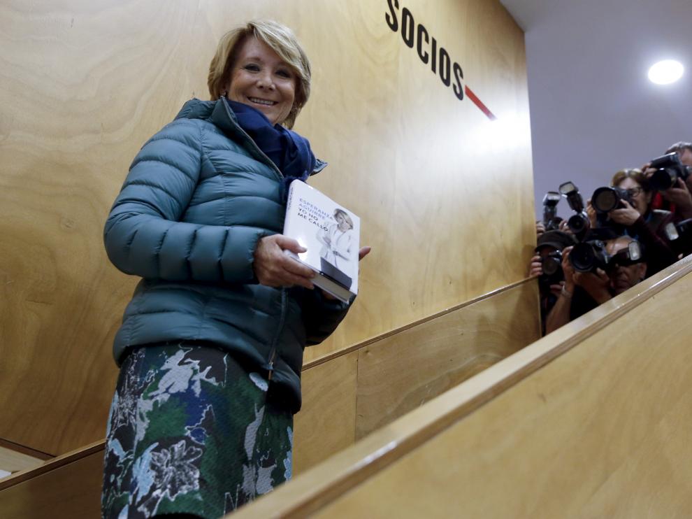 Esperanza Aguirre durante la presentación de su nuevo libro 'Yo no me callo'.