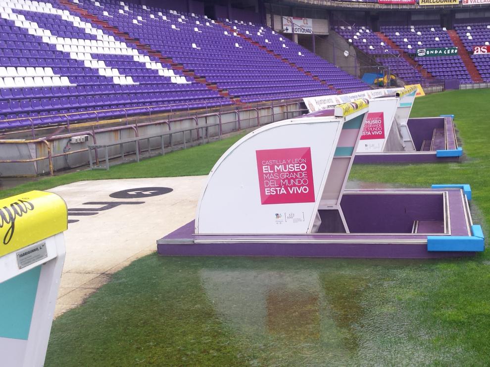 El estadio José Zorrilla, encharcado
