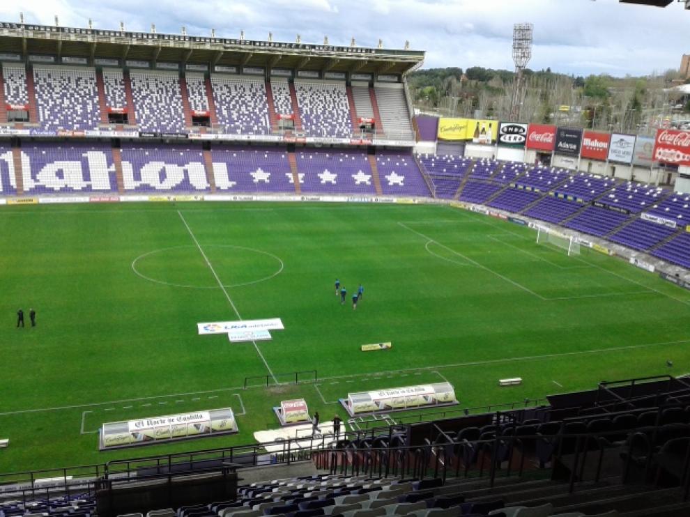 El estadio José Zorrilla, encharcado