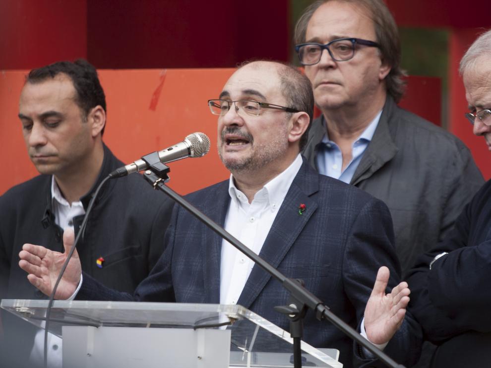Javier Lambán, en el acto en el que ha participado este sábado en Torrero.