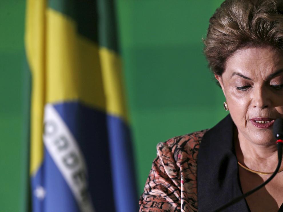 La presidenta brasileña, Dilma Rousseff, durante una conferencia de prensa.