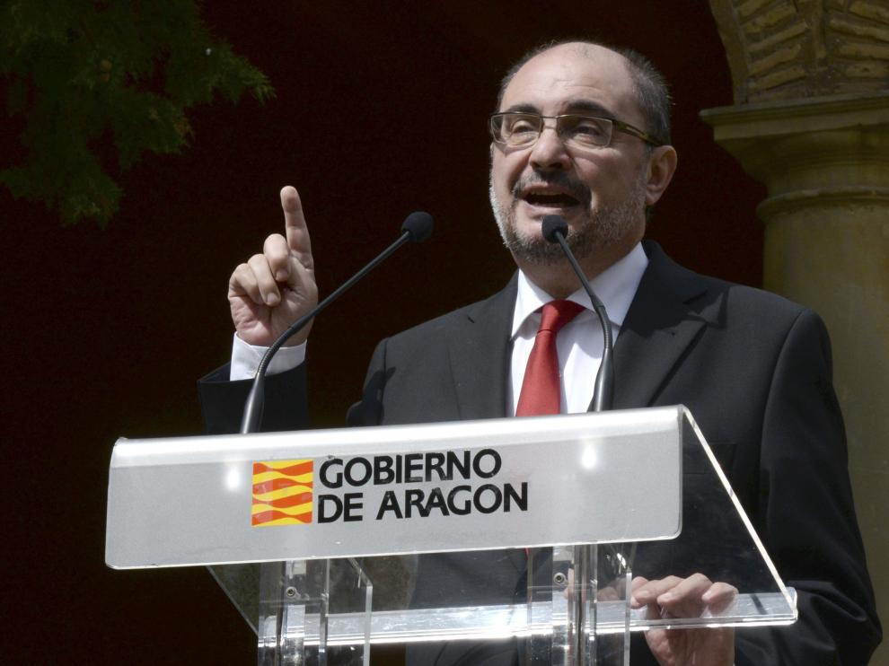 Javier Lambán, en el Día de Aragón en Huesca