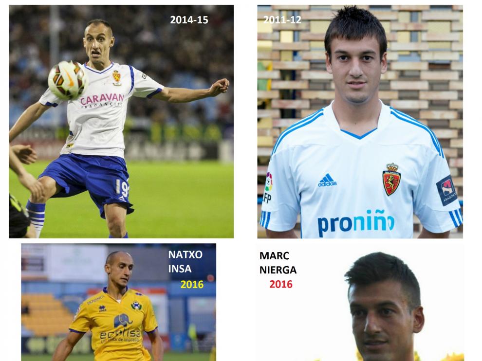 Natxo Insa y Marc Nierga, antes y después como zaragocistas y, ahora, jugadores del Alcorcón.