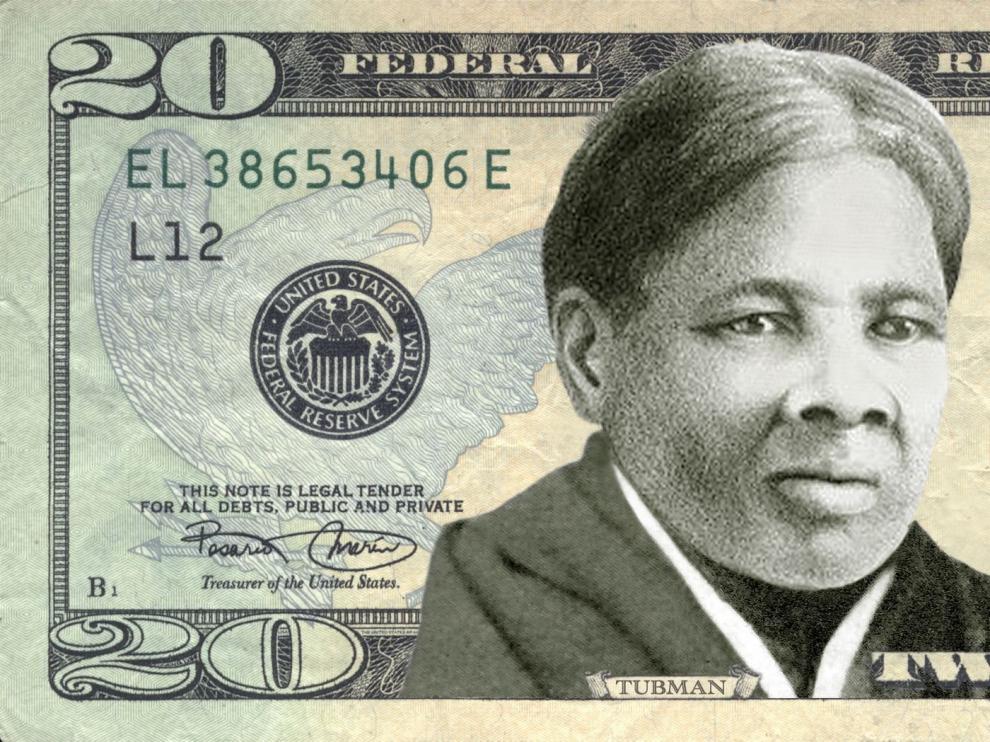 Billete de 20 dólares un retrato de Harriet Tubman.
