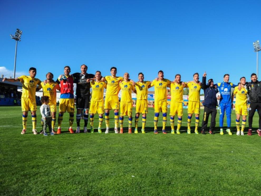 El Alcorcón celebra la victoria del pasado fin de semana contra el Leganés