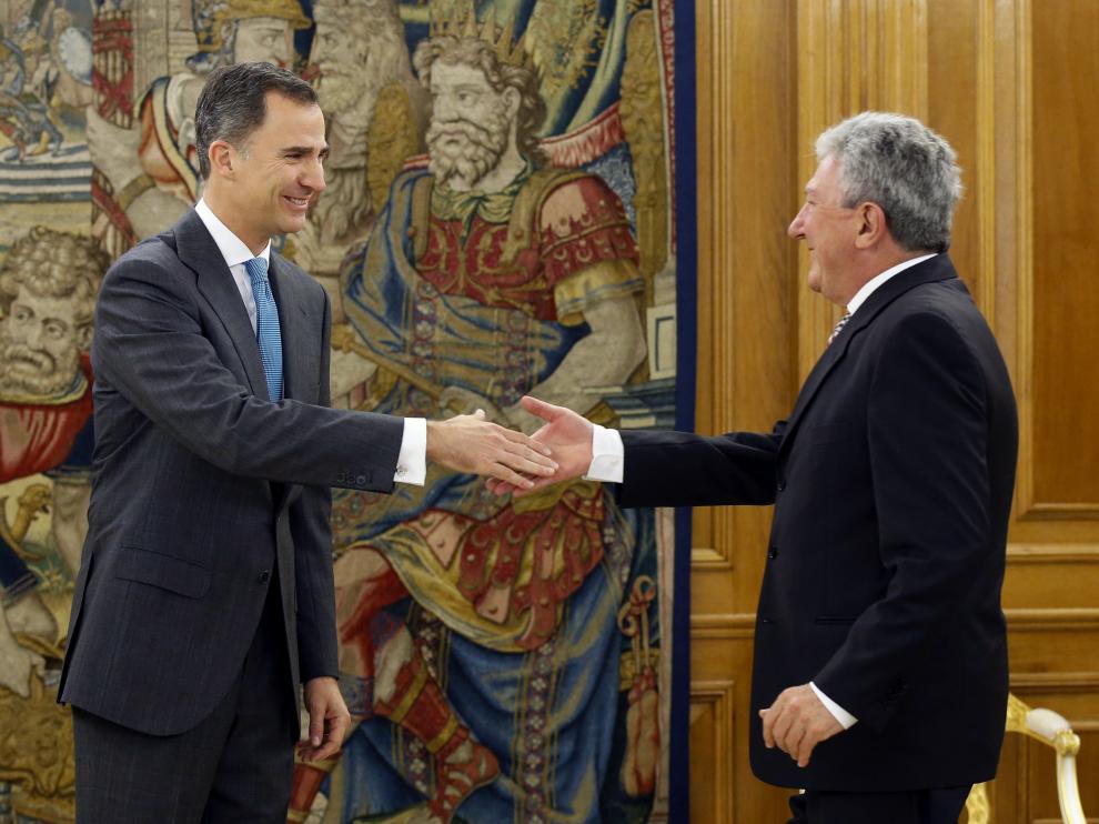 El rey Felipe VI ha recibido hoy en el Palacio de la Zarzuela al representante de Nueva Canarias, Pedro Quevedo
