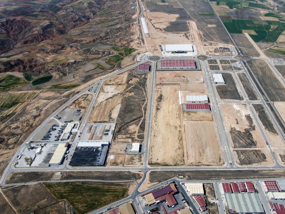 Vista aérea de la Plataforma Logística de Teruel, Platea, que se extiende sobre 139 hectáreas.