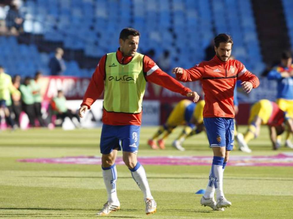 Dorca, junto a Javi Ros, antes del partido contra el Alcorcón