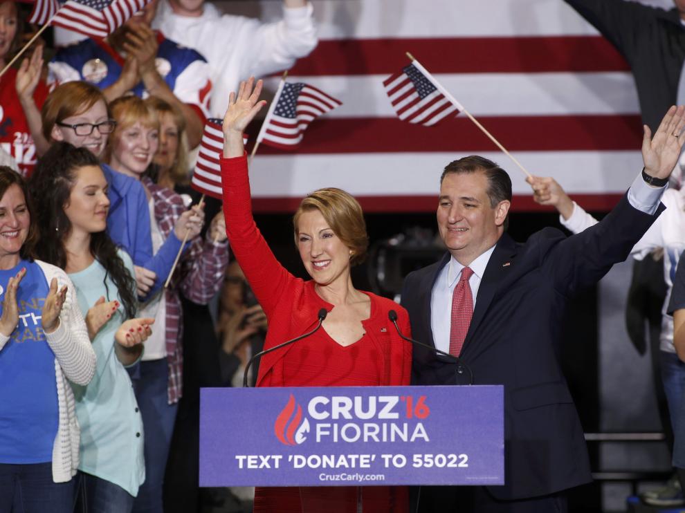 Fiorina y Cruz, durante la presentación de su candidatura conjunta.