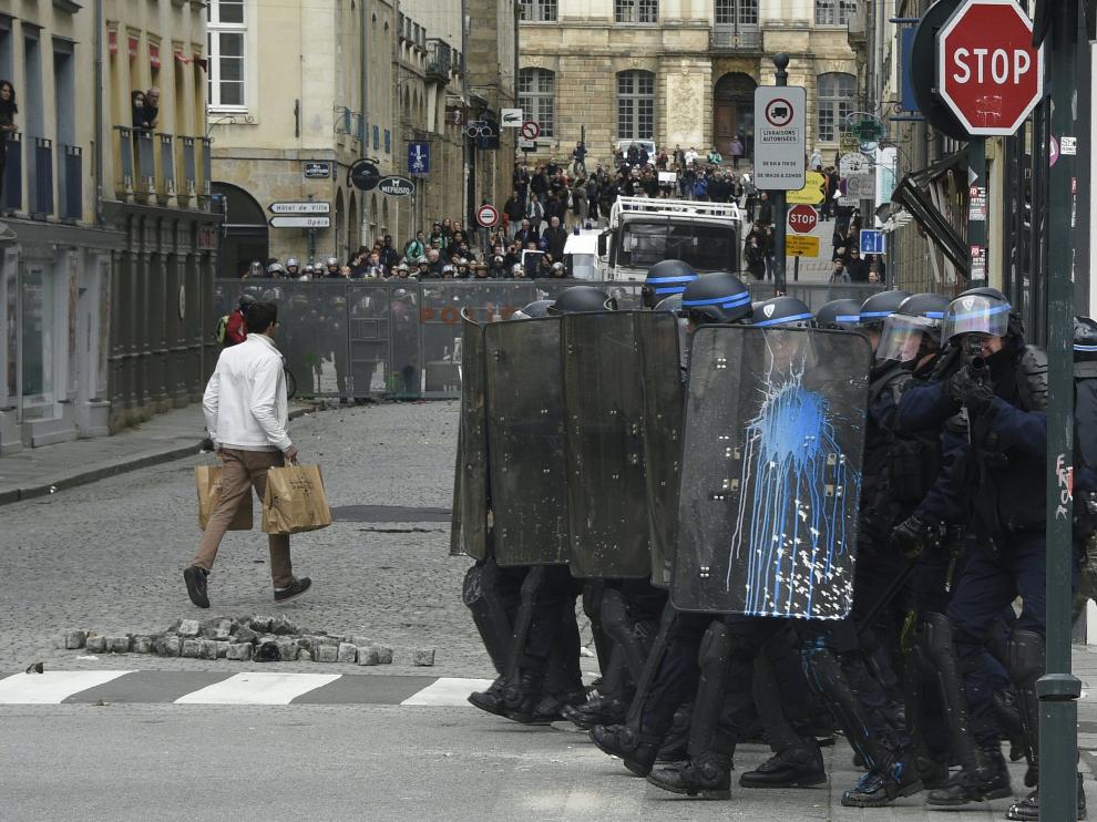 Protestas en Rennes.