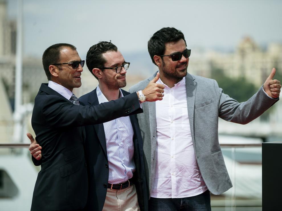 El director Carles Torras y los actores Martin Bacigalupo y Timothy Gibbs, en la presentación de 'Callback'