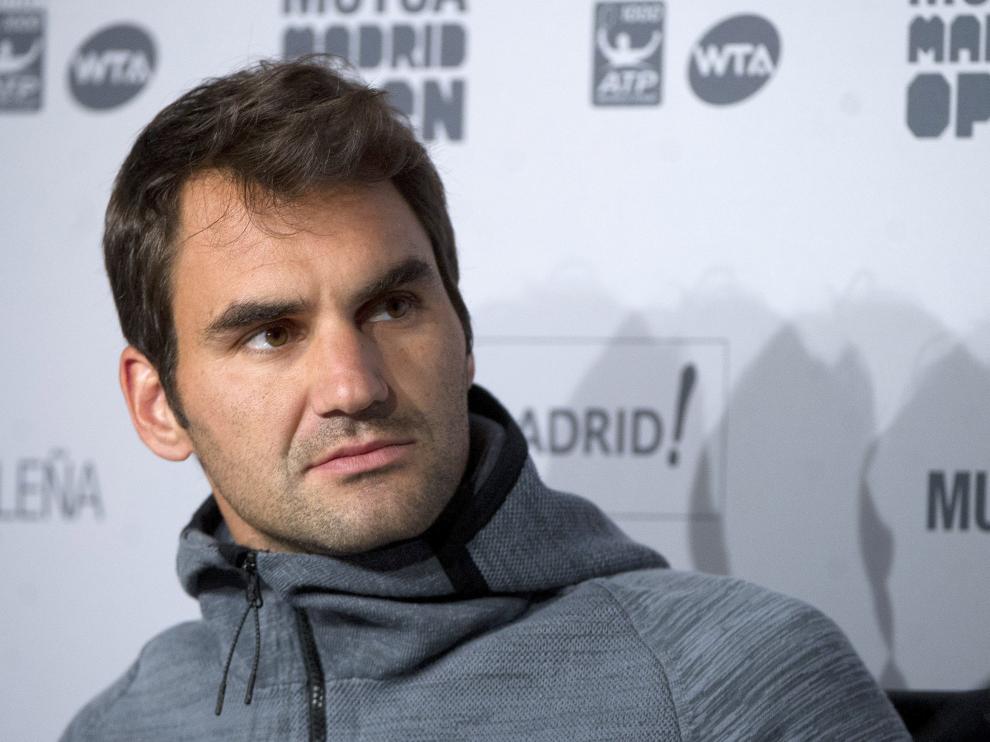Roger Federer en la rueda de prensa tras su decisión de abandonar el Másters 1.000 de Madrid.