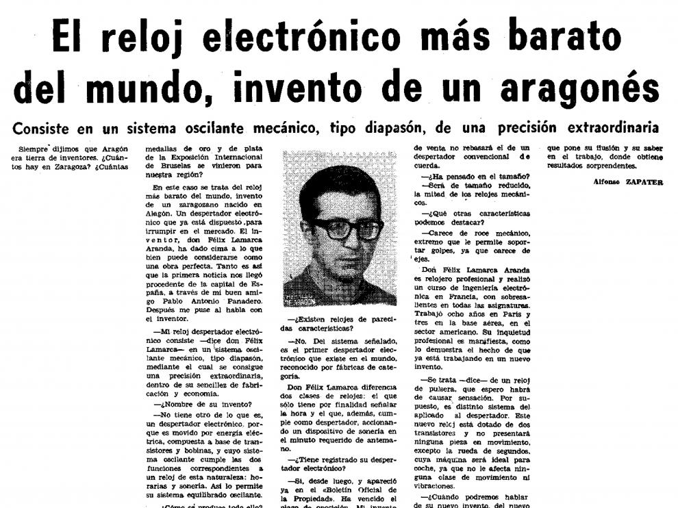 Noticia publicada en Heraldo de Aragón por Alfonso Zapater el 7 de mayo de 1976.
