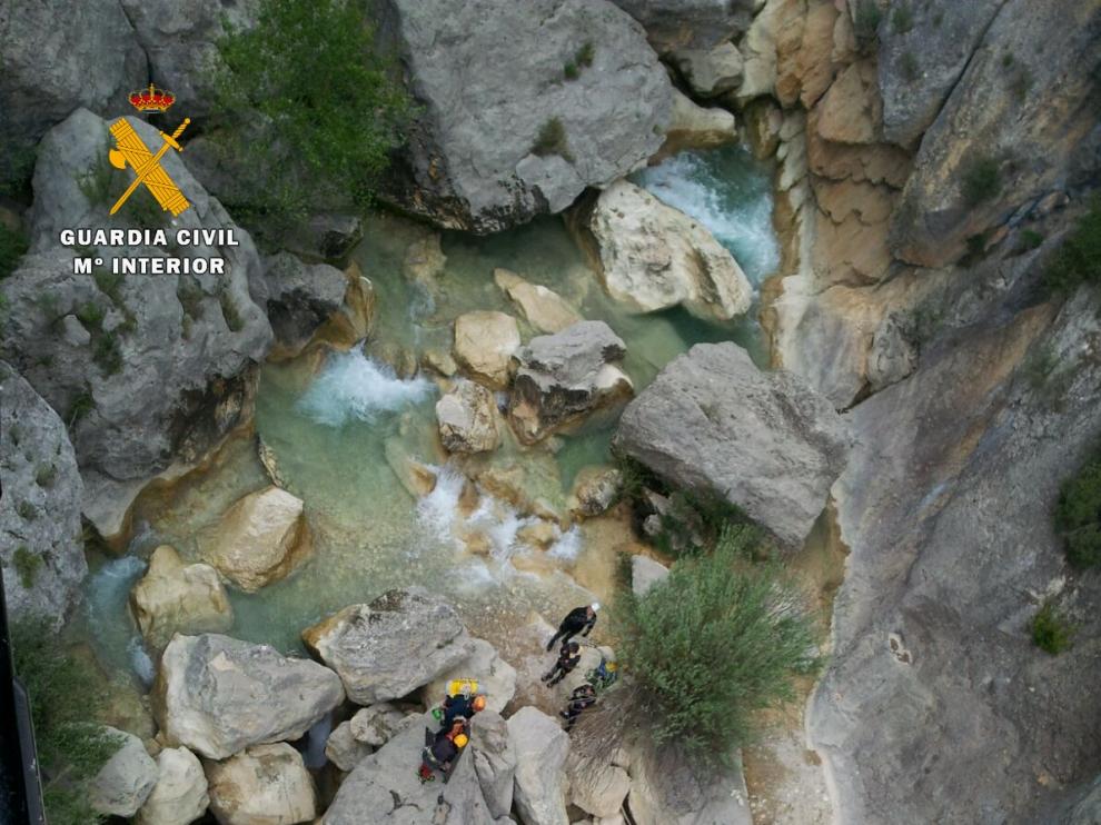 Muere ahogado un barranquista en la sierra de Guara