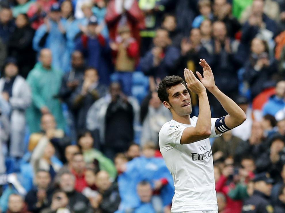 Álvaro Arbeloa, durante su despedida del Madrid.
