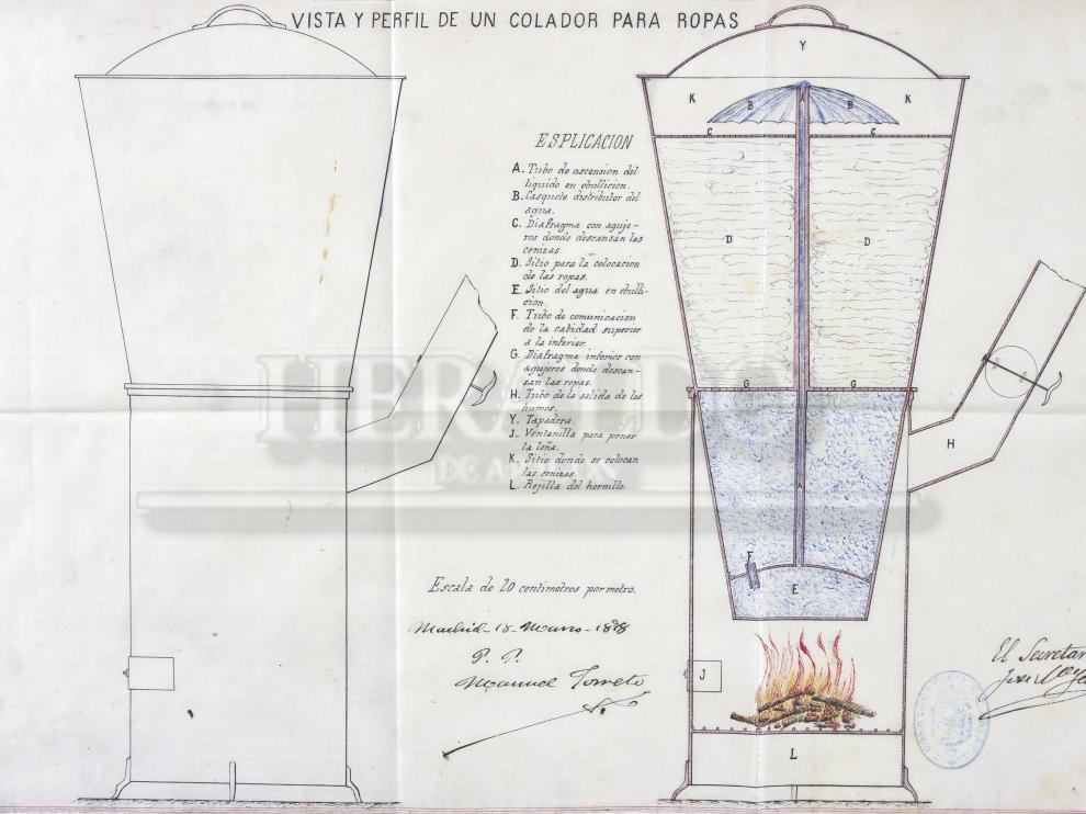 Plano del invento, conservado en el archivo de la Oficina de Patentes y Marcas
