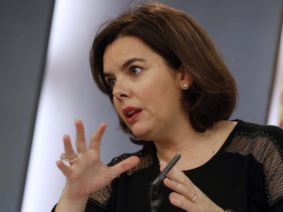 Soraya Sáenz de Santamaría tras el Consejo de Ministros.