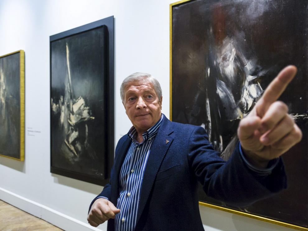 Javier Lacruz, en la exposición de Sástago