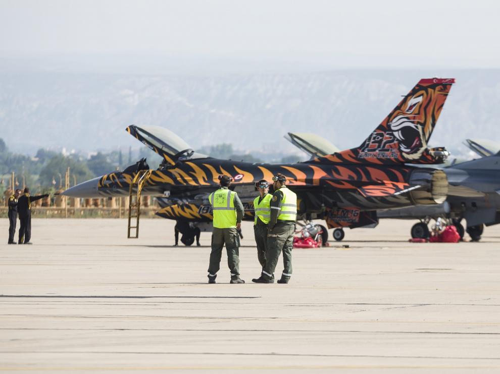 Cazas participantes en la Tiger Meet en la Base Aérea de Zaragoza