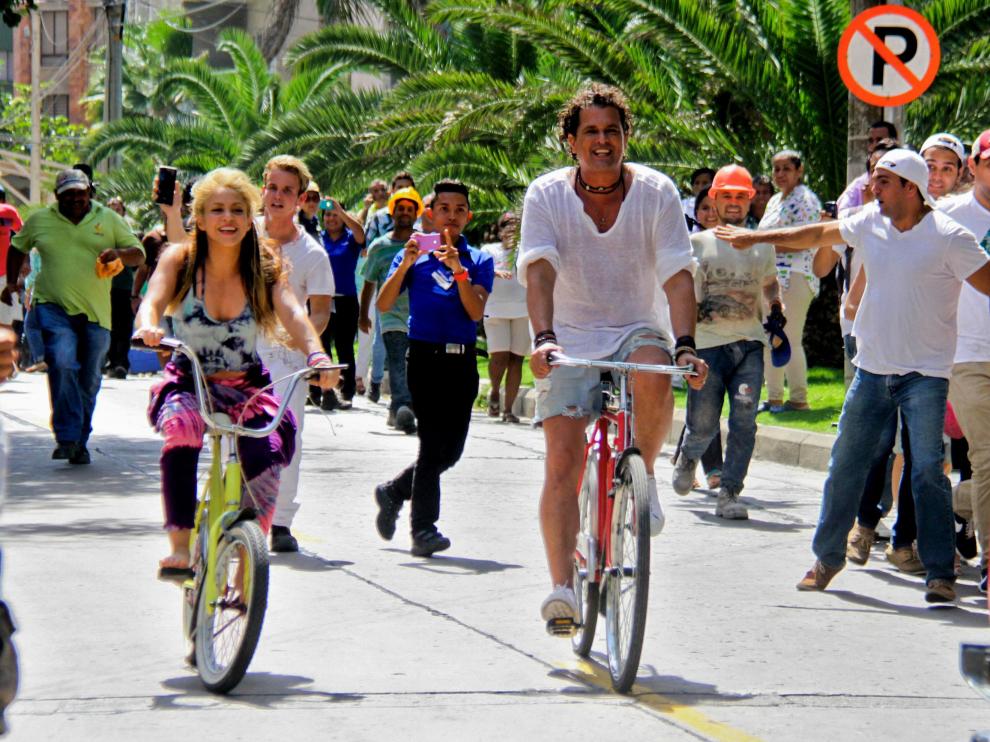 Shakira y Carlos Vives durante la grabación del vídeo.