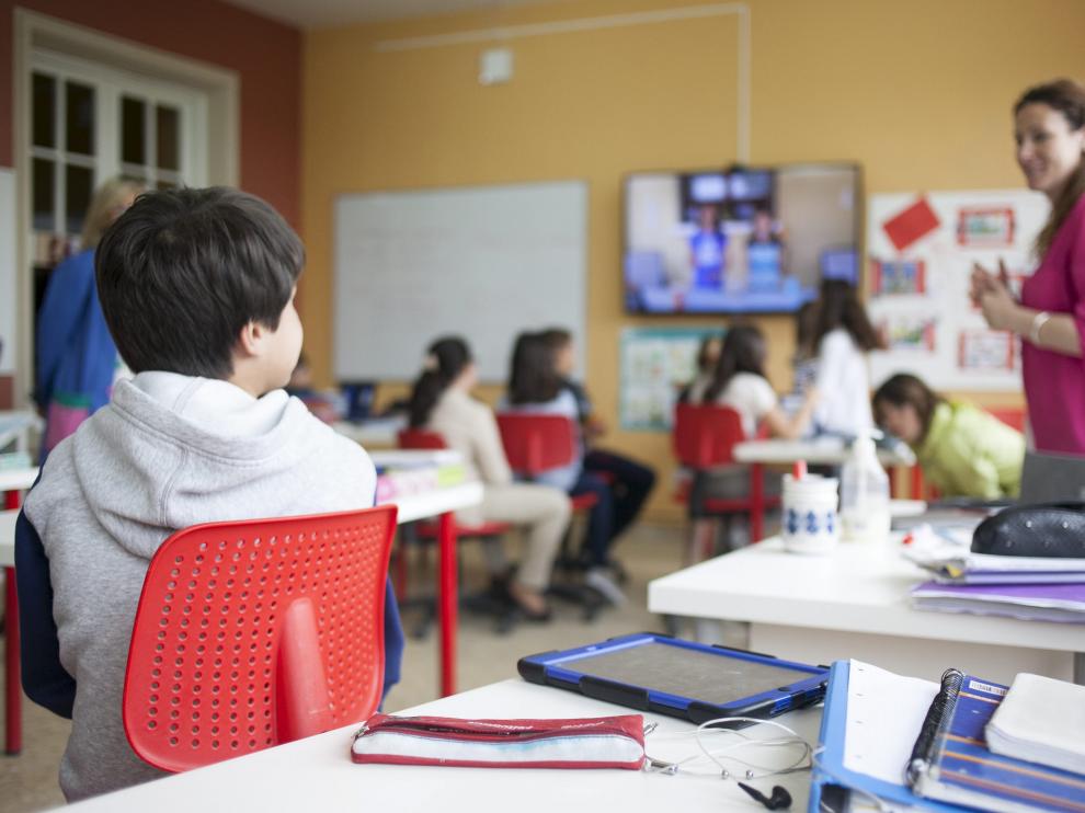 Un aula del colegio San Gabriel de Zuera.