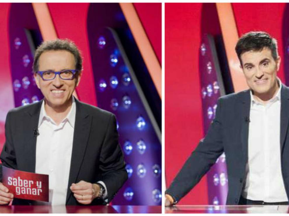 Jordi Hurtado y Luis Larrodera en el plató de 'Saber y ganar'.