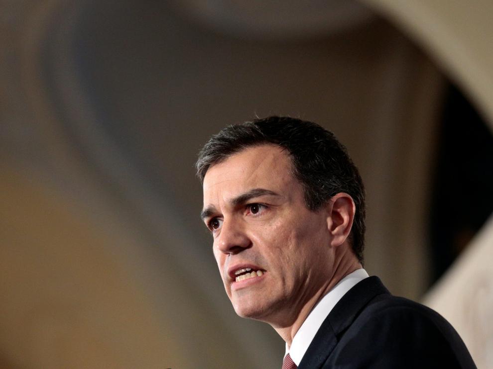 Pedro Sánchez, durante el acto en Madrid