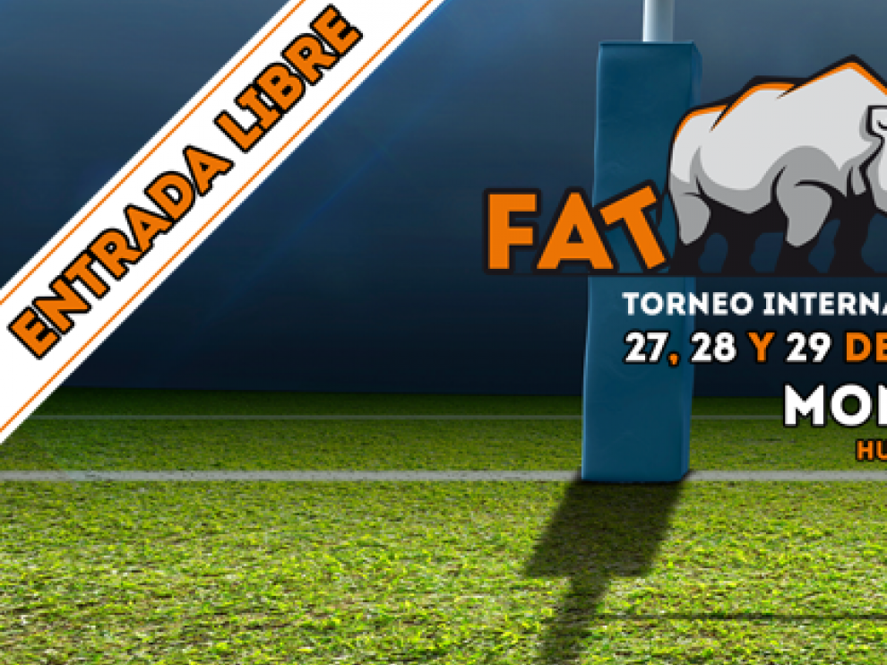 Cartel del I torneo 'Fat rugby' en Monzón.