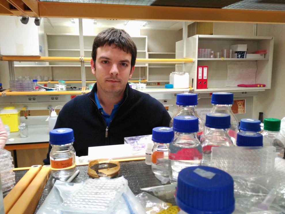 El investigador zaragozano Alberto Jiménez Schuhmacher, en su laboratorio del CNI.