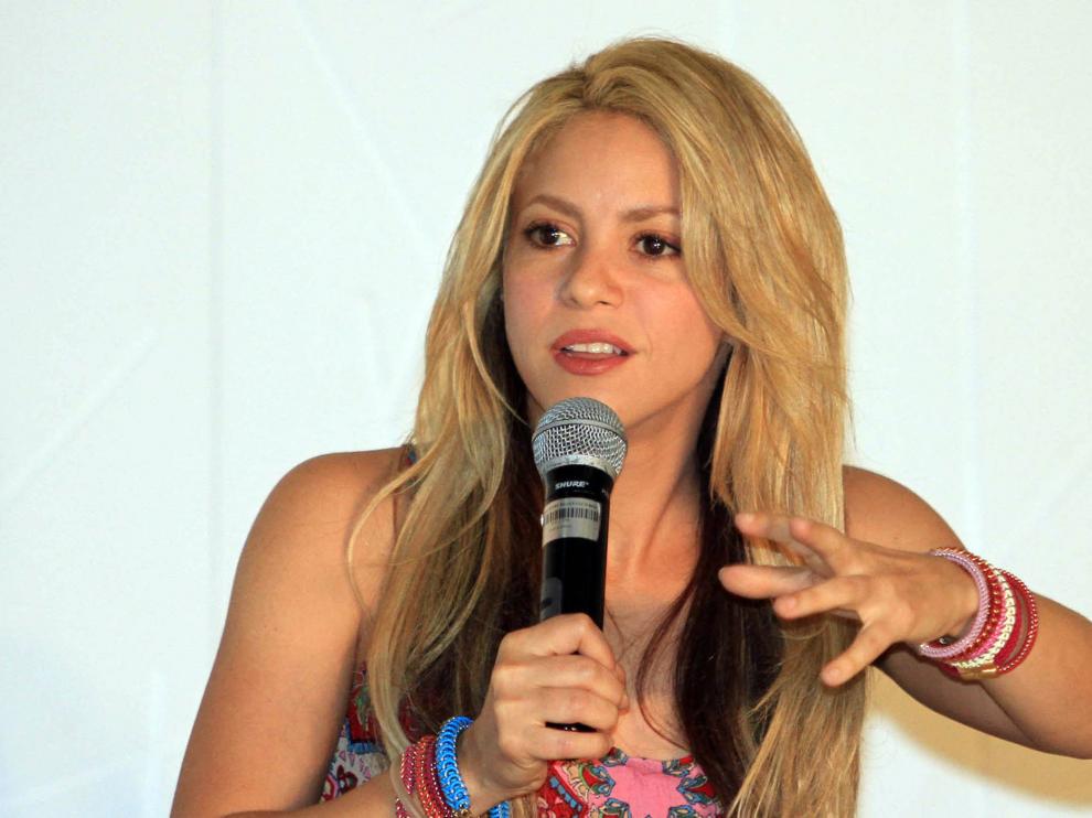 Shakira durante una rueda de prensa en Barranquilla.