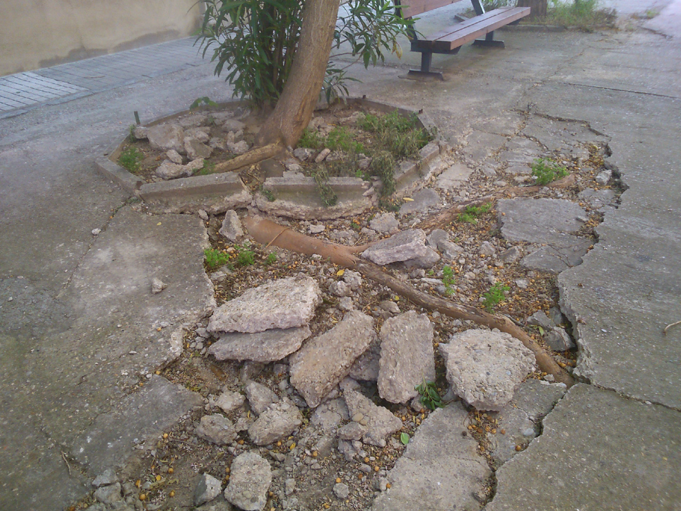 Estado del asfalto en la calle Sallent de Gállego del barrio de Torrero.