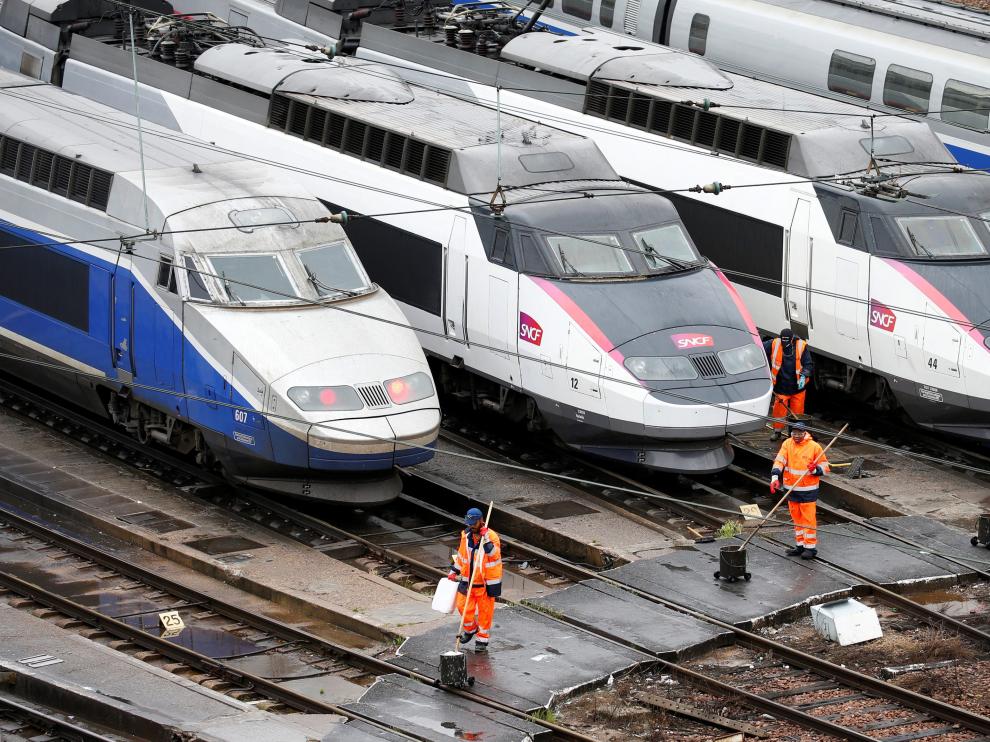 Trenes parados este martes en Francia.