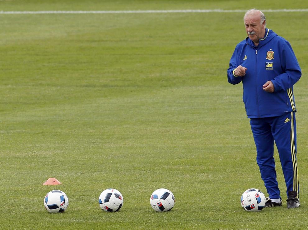 El seleccionador español Vicente del Bosque en un entrenamiento.