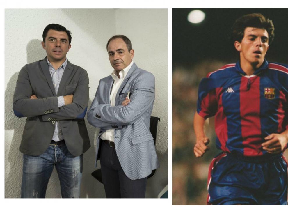 En la primera imagen, Luis Cembranos en la presentación oficial de este jueves con el Real Zaragoza, junto a Albert Valentín, de quien fue compañero en el Figueras. A continuación, en sus etapas en el Barcelona, el Español y el Rayo Vallecano.