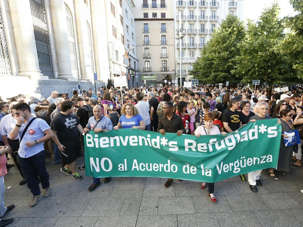 Manifestación por los refugiados en Zaragoza.