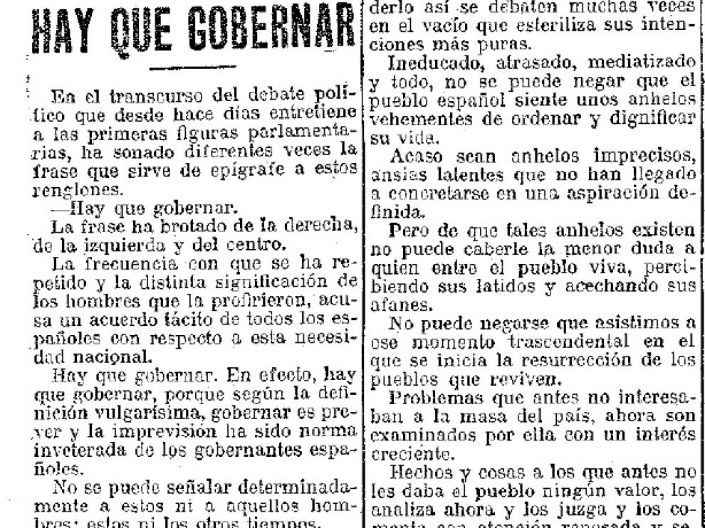 Editorial de HERALDO publicado el 18 de junio de 1916.