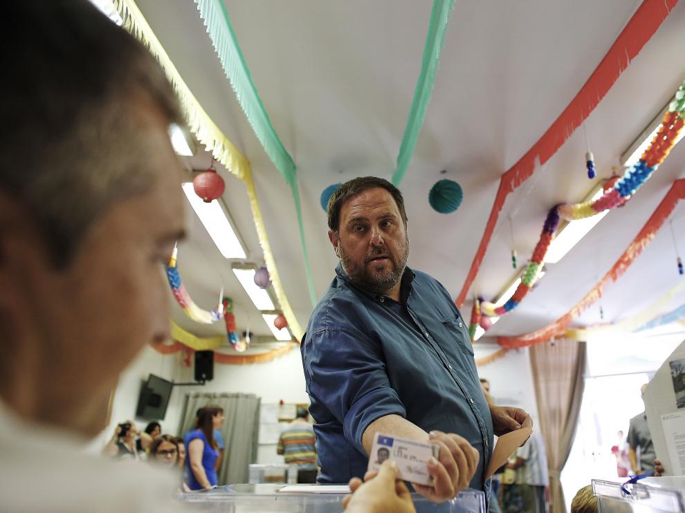 Oriol Junqueras votando este domingo.