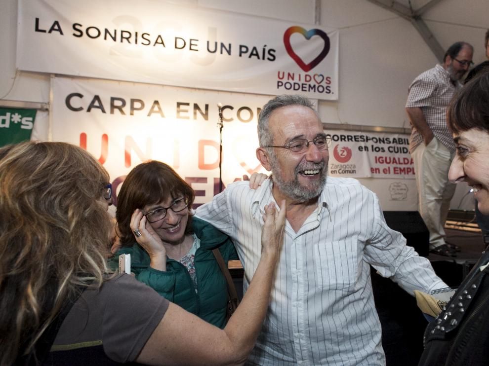 Pedro Arrojo en la carpa de Unidos Podemos