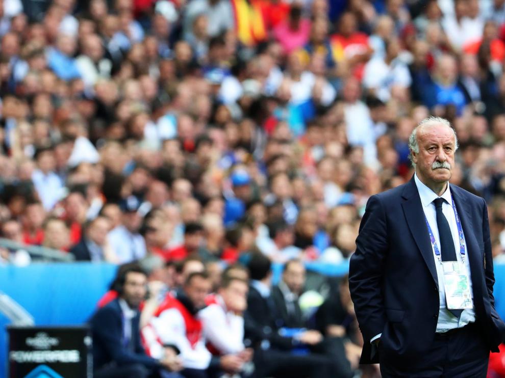 Vicente del Bosque durante el partido.