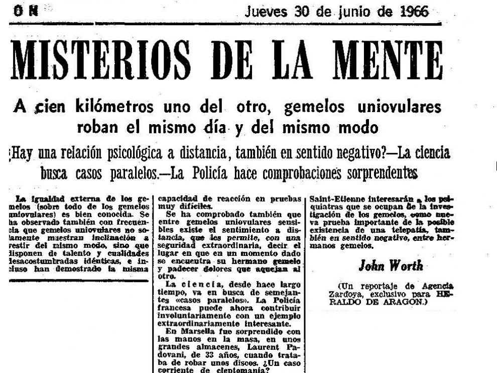 Noticia publicada en HERALDO hace 50 años.