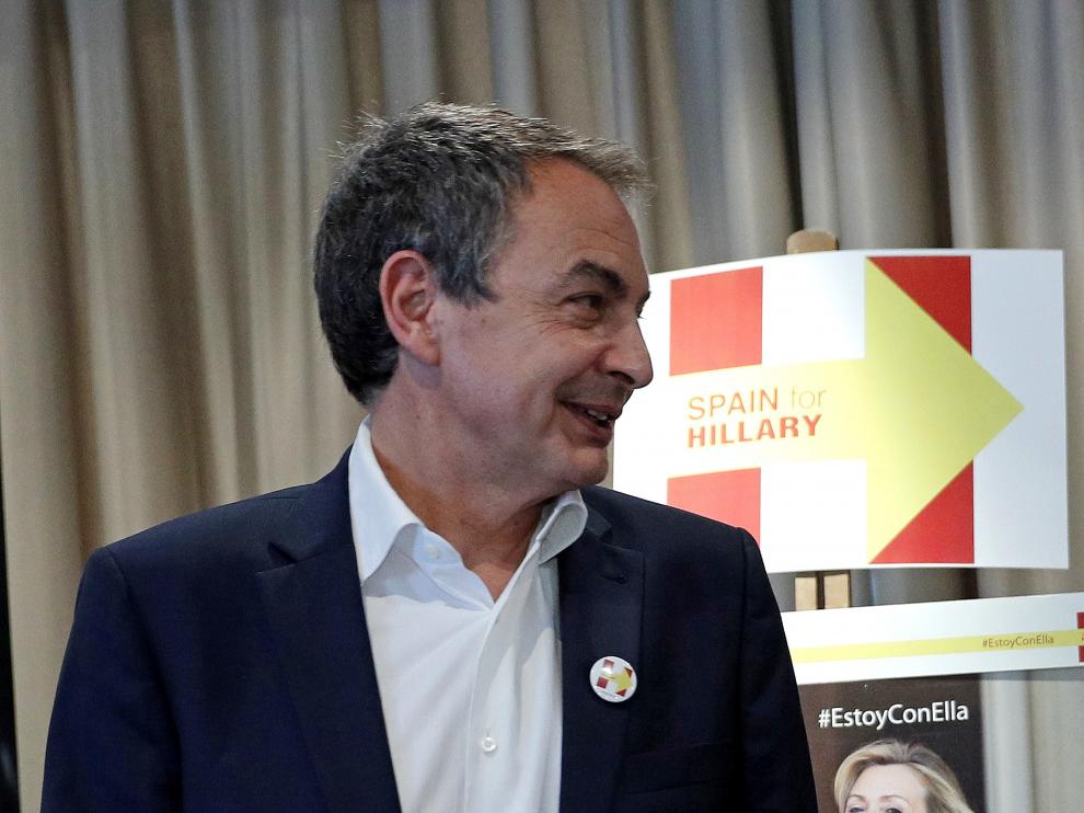 Zapatero durante su participación en un acto en apoyo a Hillary Clinton.