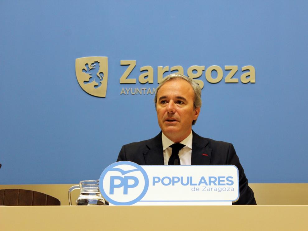 El portavoz del grupo municipal del Partido Popular en el Ayuntamiento de Zaragoza, Jorge Azcón.